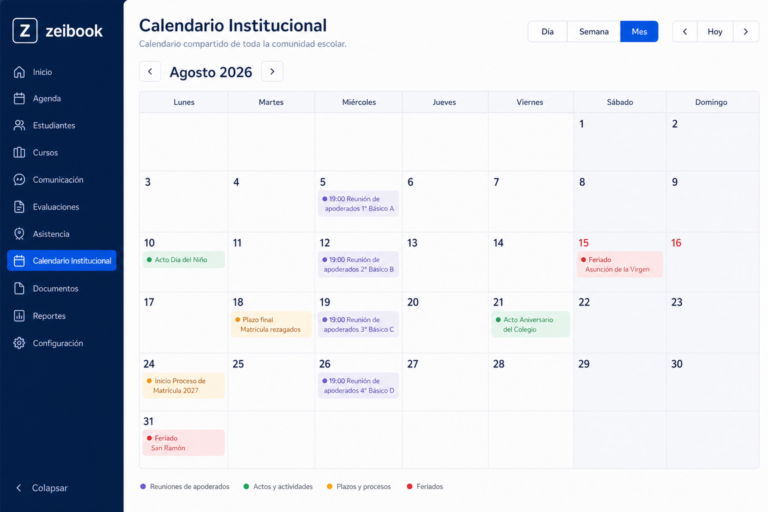 Agenda y calendario de fonoaudiología escolar en ZeiBook